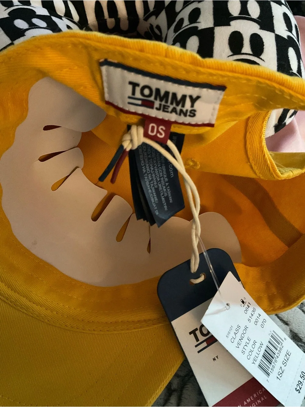 Tommy Jeans Yellow Flag Logo Baseball Cap, One Size Adjustable. NWT